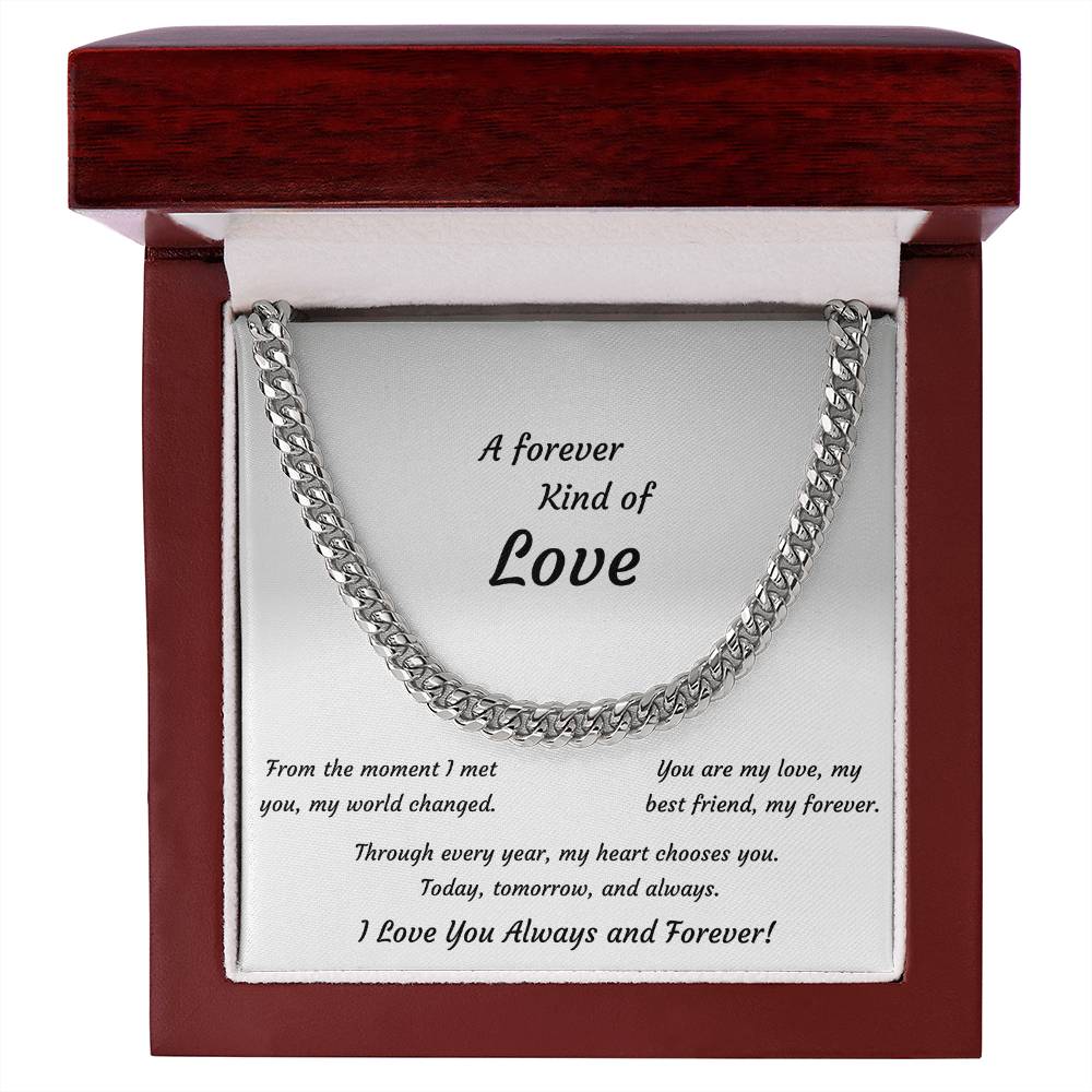 Anniversary Cuban Link Necklace for Him | Forever Love Gift