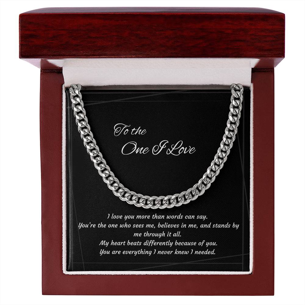 Anniversary Cuban Link Necklace for Him | The One I Love Gift