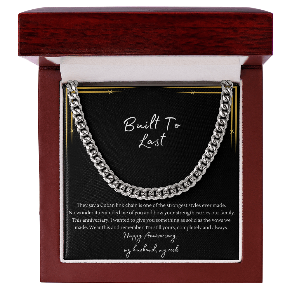 Built to Last Cuban Link Chain Necklace | Anniversary Gift for Husband | Stainless Steel or 18K Gold