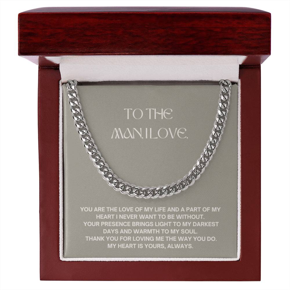 Anniversary Cuban Link Necklace for Him | The Man I Love Gift