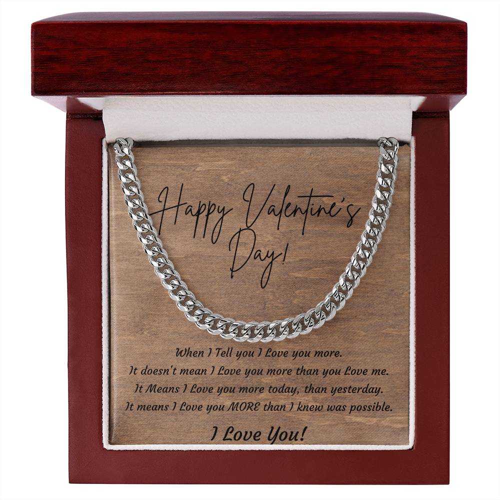Valentines Day Cuban Link Necklace for Husband, Boyfriend
