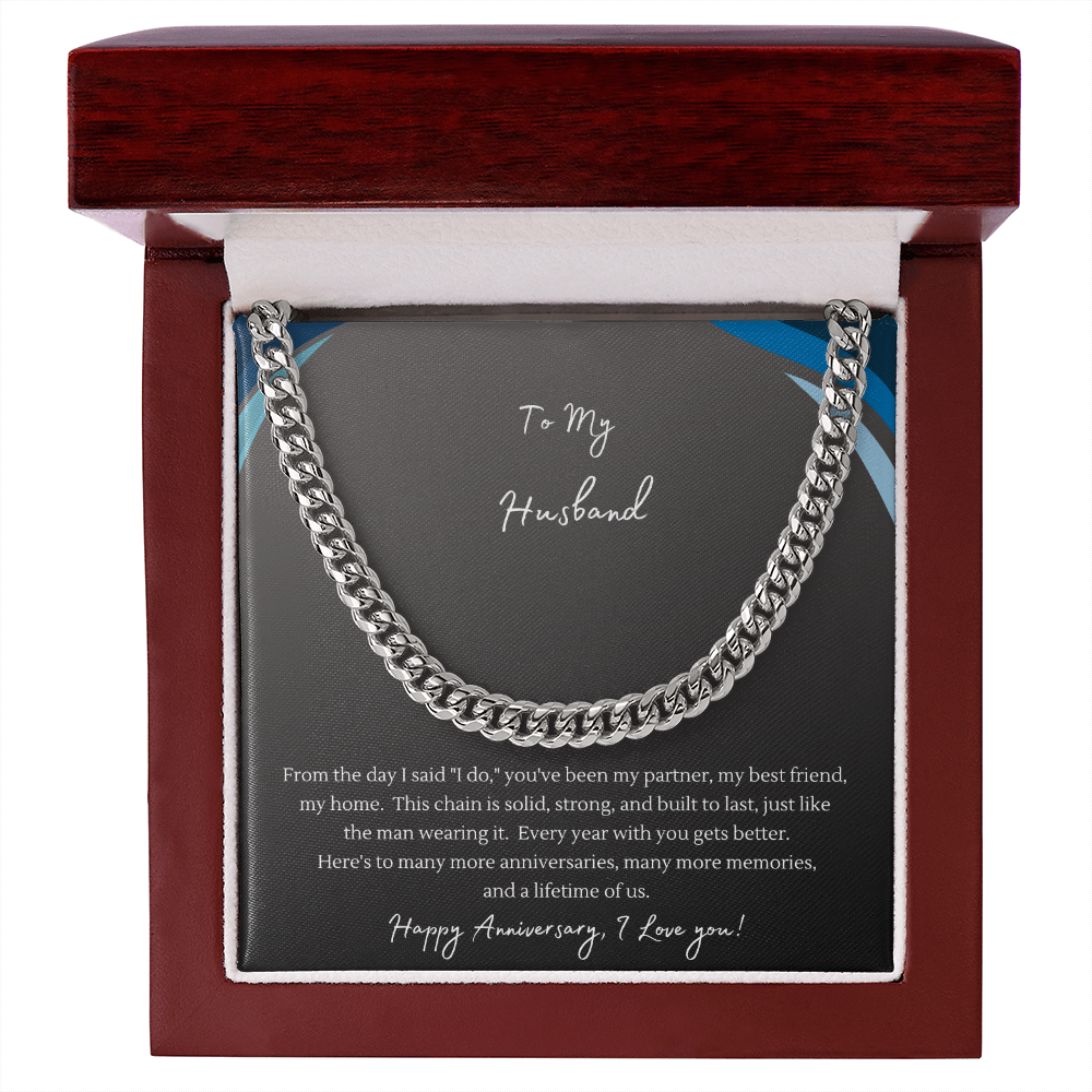 To My Husband Cuban Link Chain Necklace | "The Man I Married" Anniversary Gift | Stainless Steel or 18K Gold Finish