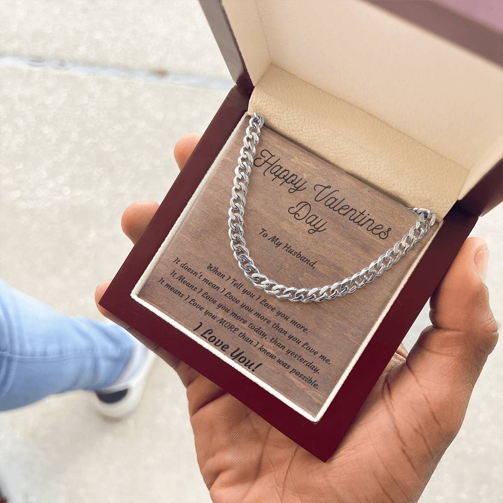Valentines Day Cuban Link Necklace for Husband