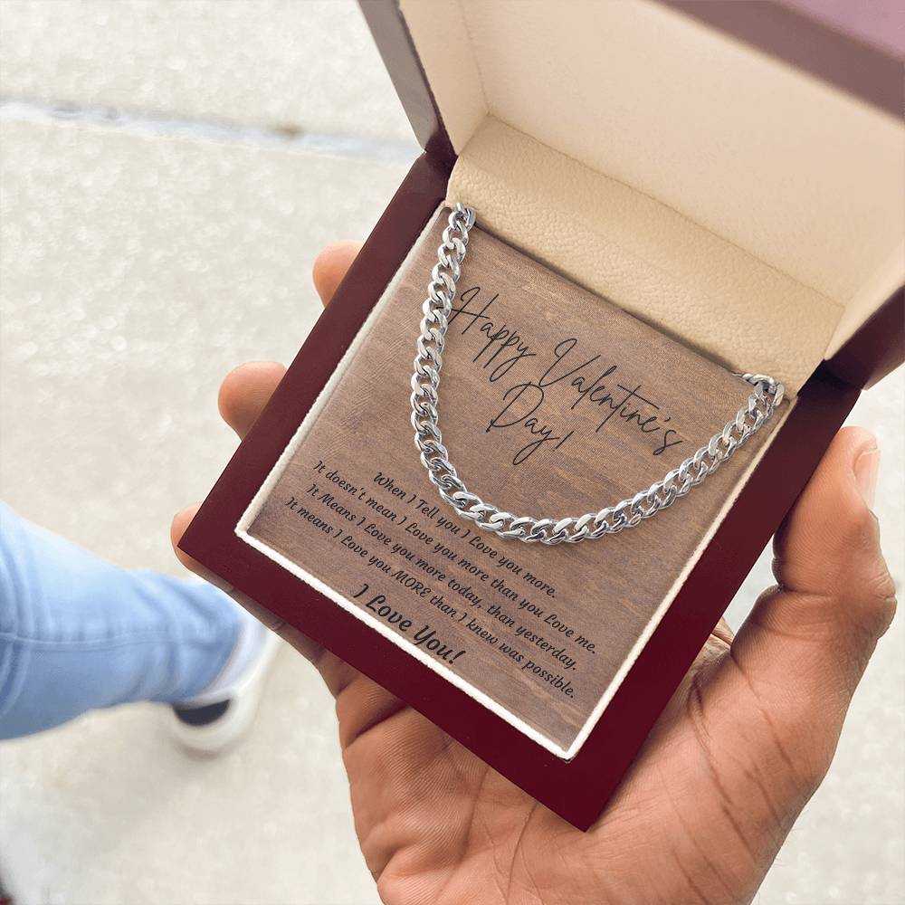 Valentines Day Cuban Link Necklace for Husband, Boyfriend