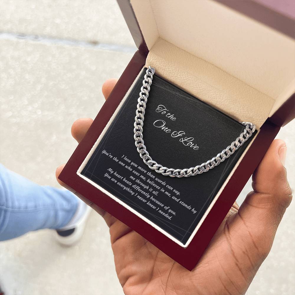 Anniversary Cuban Link Necklace for Him | The One I Love Gift