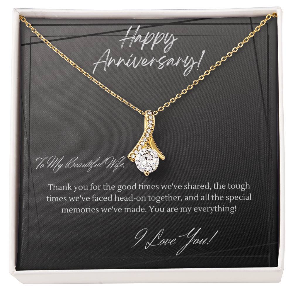 Anniversary Gift for Wife, from Husband, 14k White or 18k Yellow Gold Finish Alluring Beauty Necklace