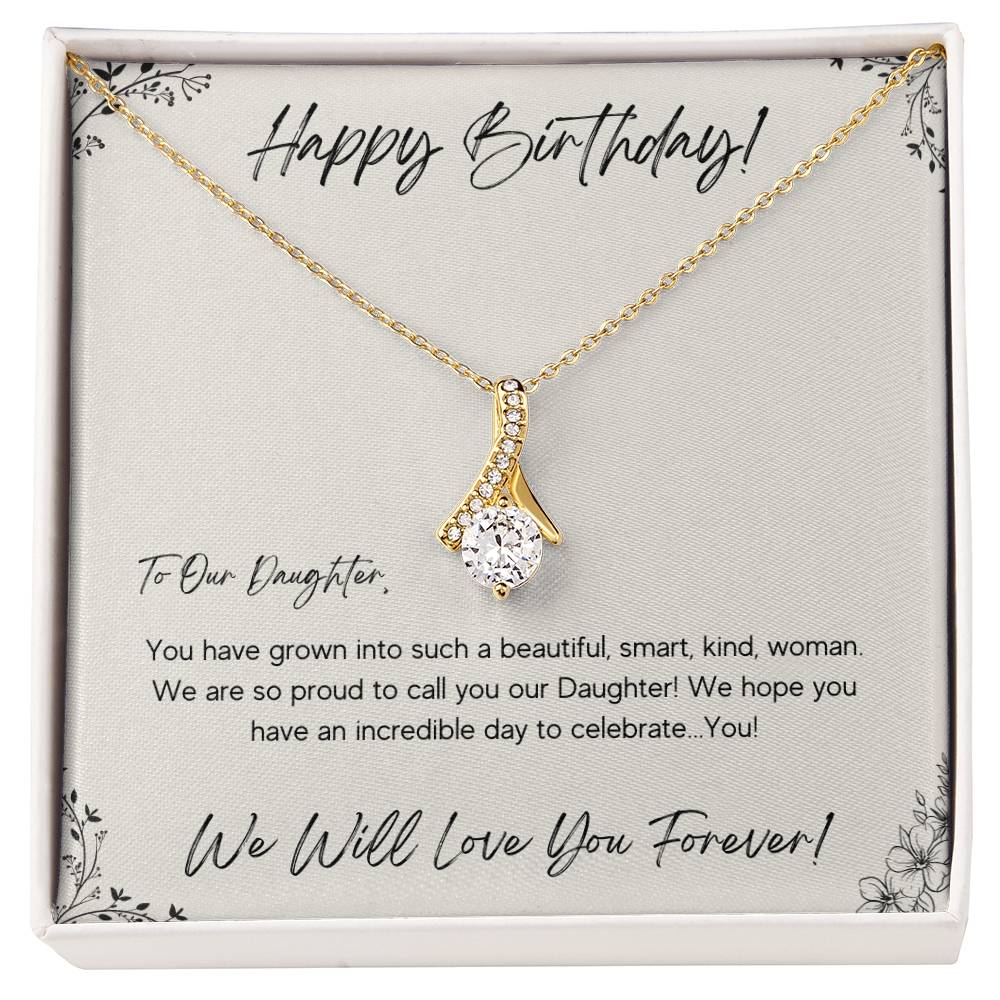 Happy Birthday Gift for Daughter, 14k White or 18k Yellow Gold Necklaces from Mom Dad