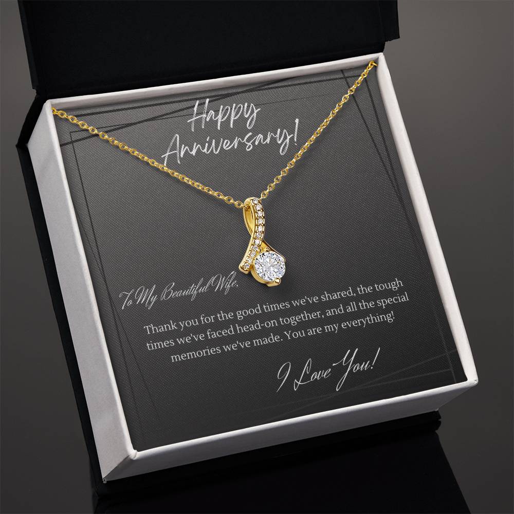Anniversary Gift for Wife, from Husband, 14k White or 18k Yellow Gold Finish Alluring Beauty Necklace