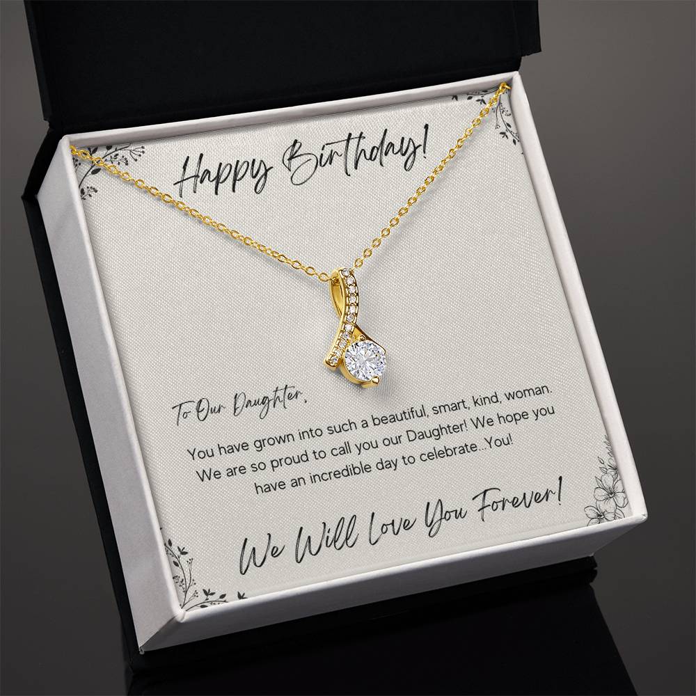 Happy Birthday Gift for Daughter, 14k White or 18k Yellow Gold Necklaces from Mom Dad