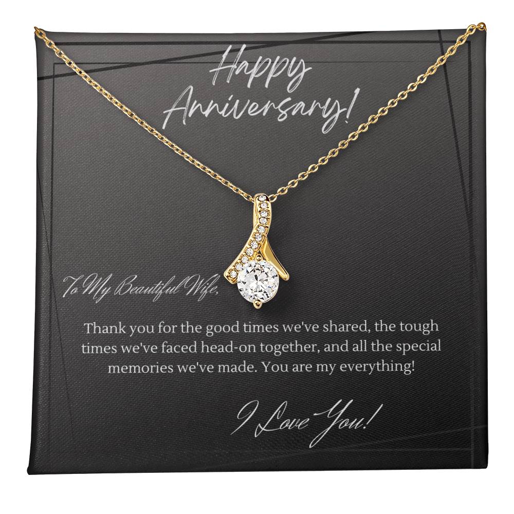 Anniversary Gift for Wife, from Husband, 14k White or 18k Yellow Gold Finish Alluring Beauty Necklace