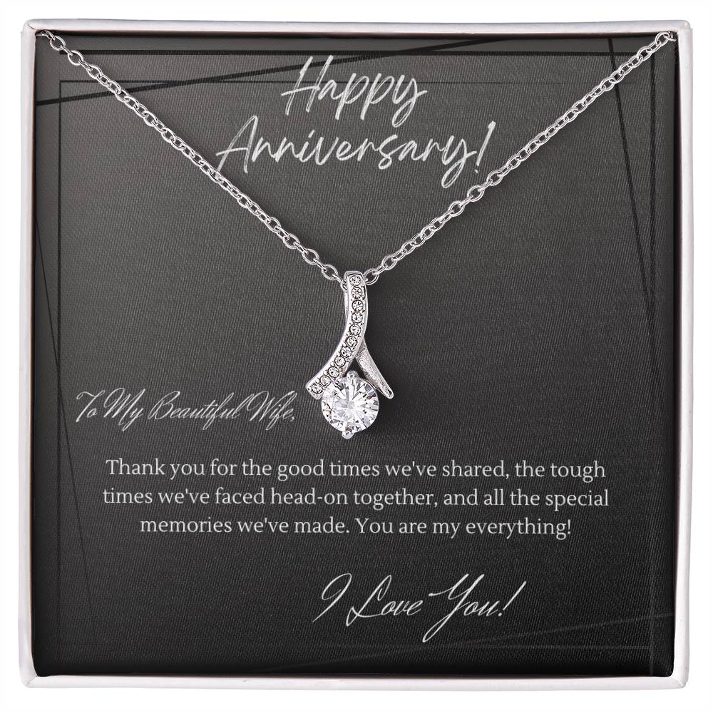 Anniversary Gift for Wife, from Husband, 14k White or 18k Yellow Gold Finish Alluring Beauty Necklace