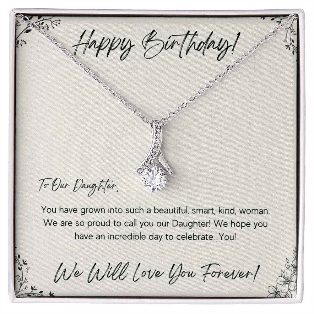 Happy Birthday Gift for Daughter, 14k White or 18k Yellow Gold Necklaces from Mom Dad