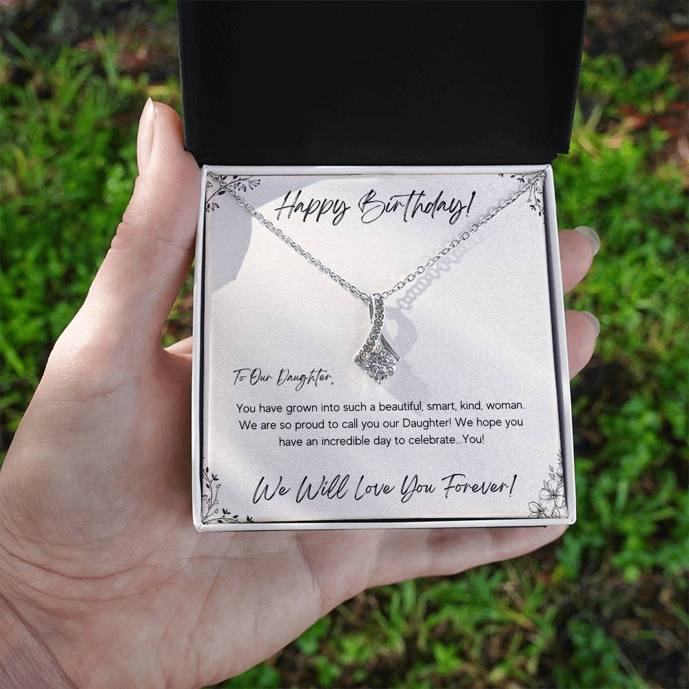Happy Birthday Gift for Daughter, 14k White or 18k Yellow Gold Necklaces from Mom Dad