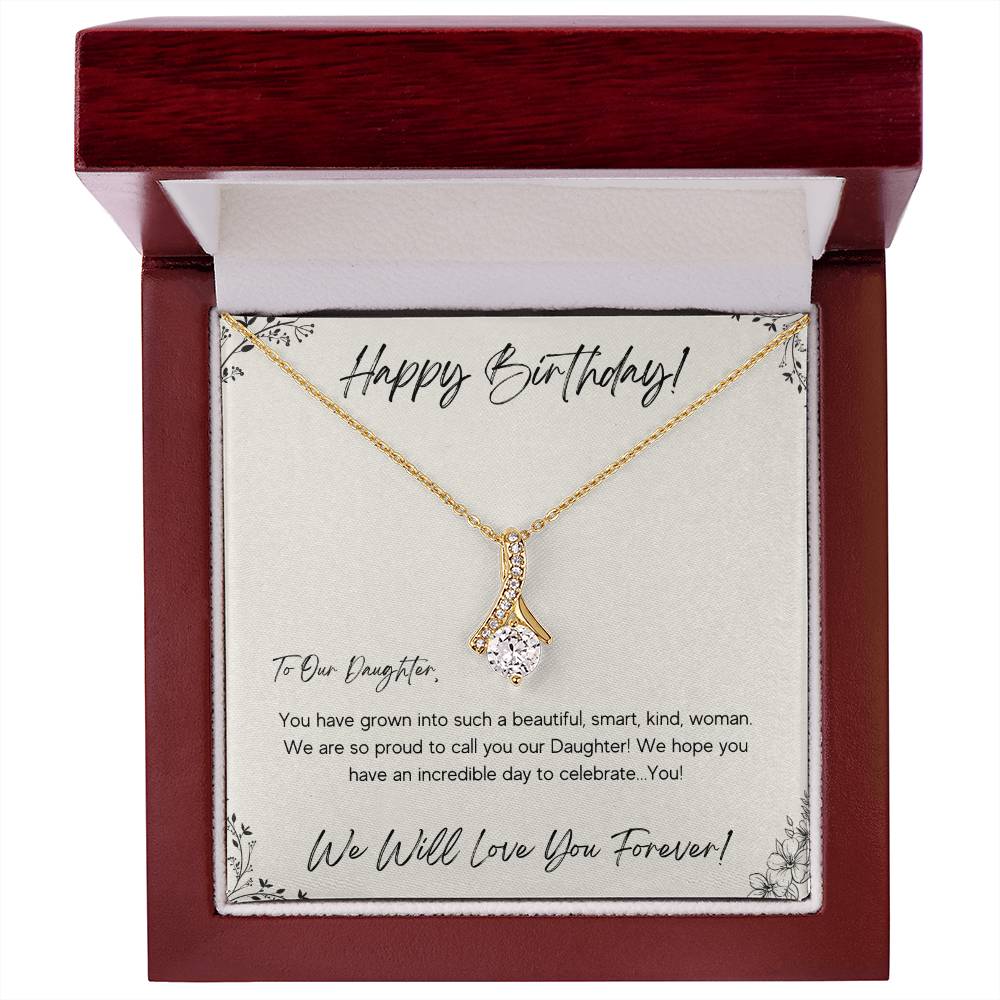 Happy Birthday Gift for Daughter, 14k White or 18k Yellow Gold Necklaces from Mom Dad