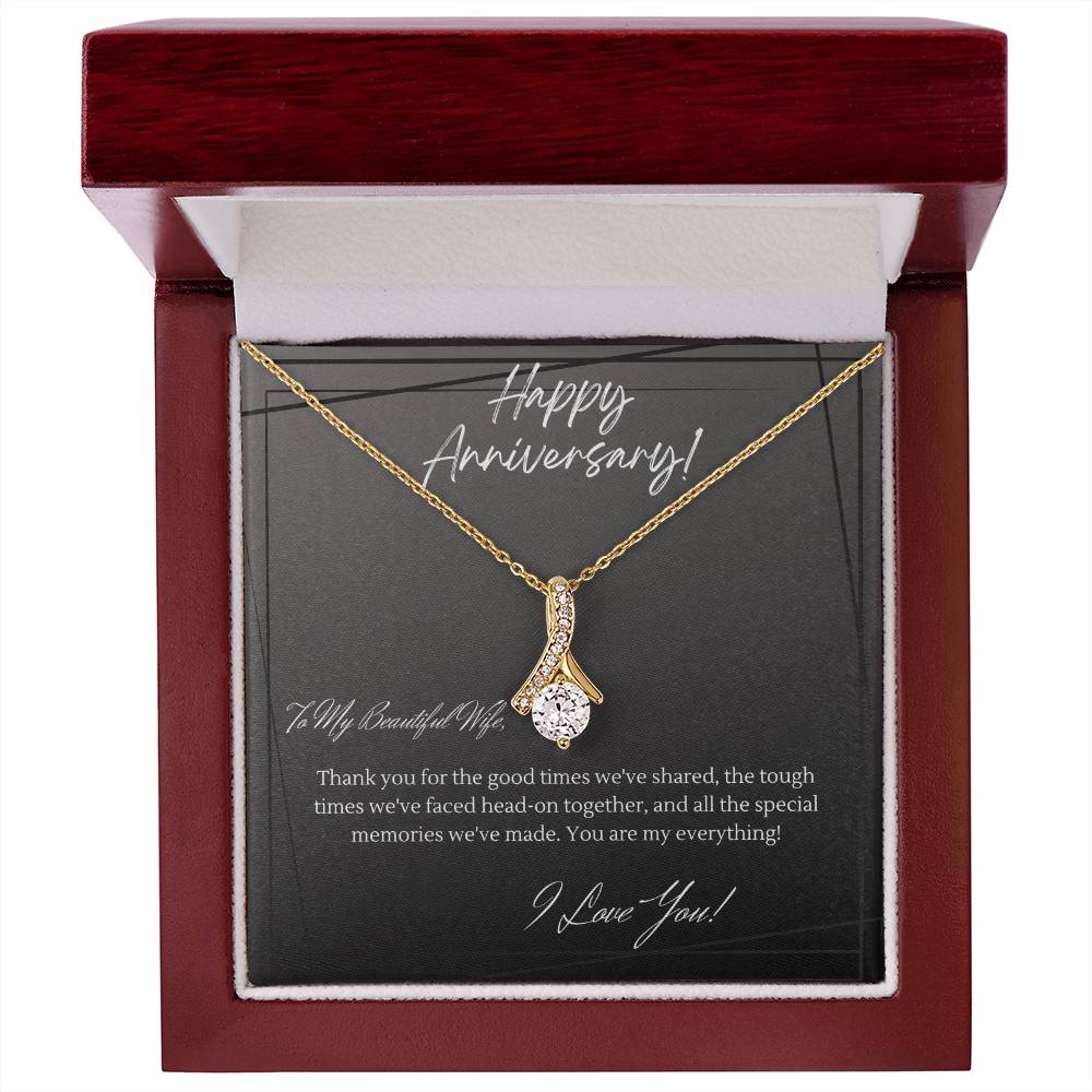 Anniversary Gift for Wife, from Husband, 14k White or 18k Yellow Gold Finish Alluring Beauty Necklace