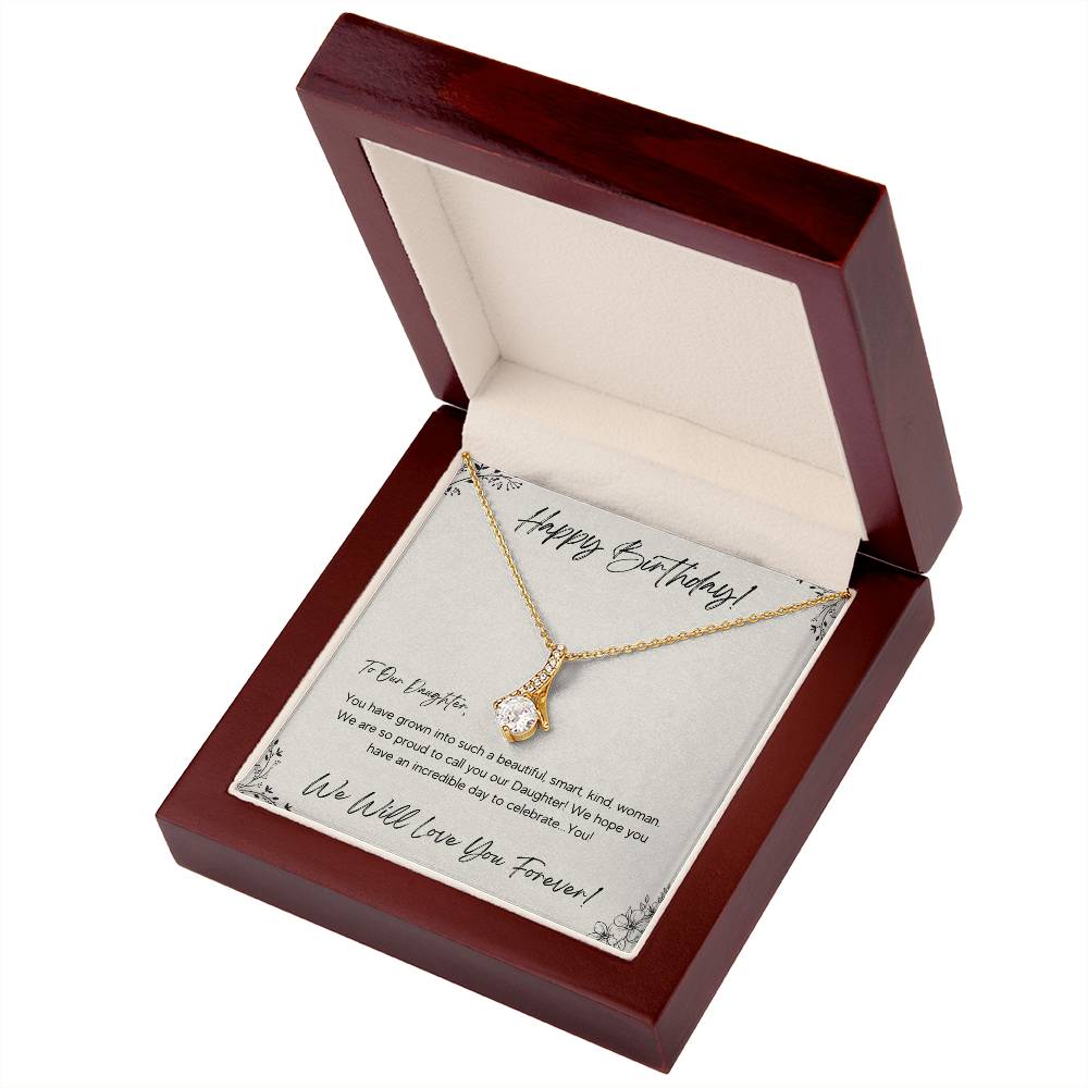 Happy Birthday Gift for Daughter, 14k White or 18k Yellow Gold Necklaces from Mom Dad