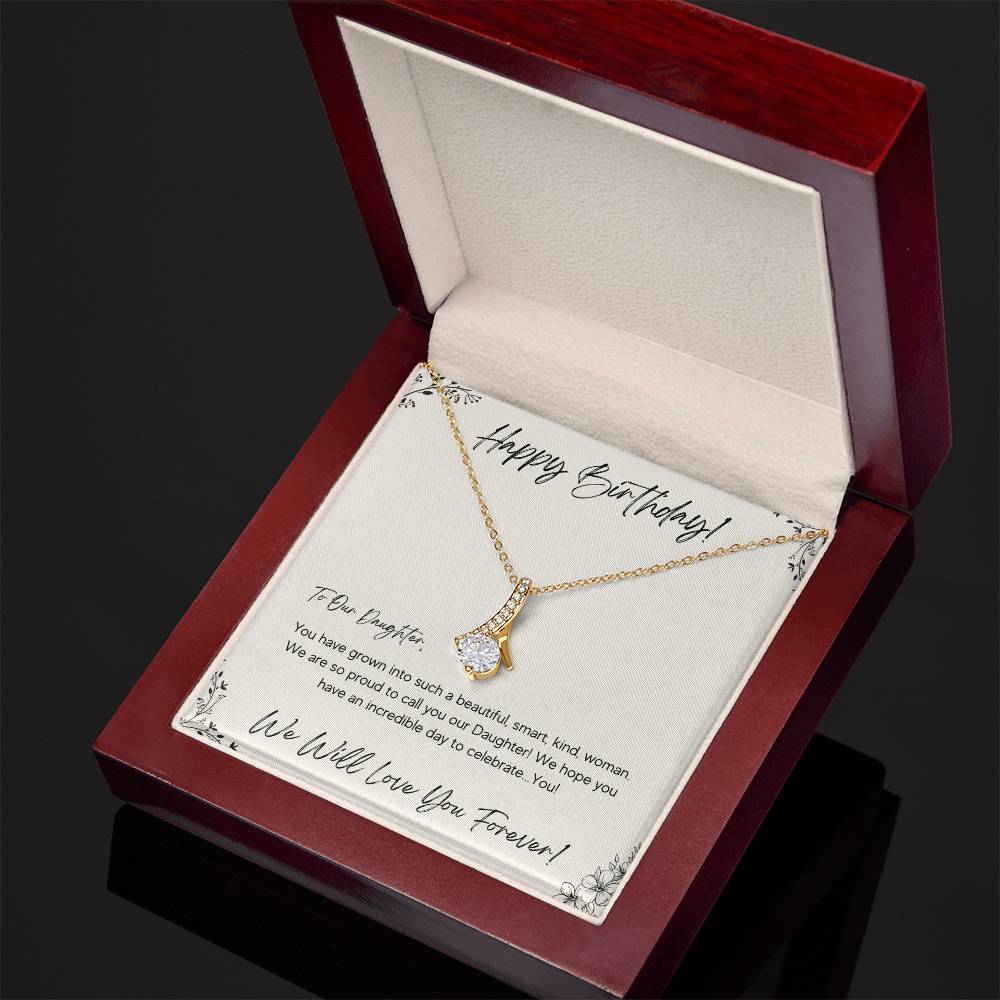 Happy Birthday Gift for Daughter, 14k White or 18k Yellow Gold Necklaces from Mom Dad