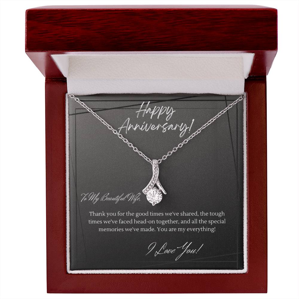 Anniversary Gift for Wife, from Husband, 14k White or 18k Yellow Gold Finish Alluring Beauty Necklace