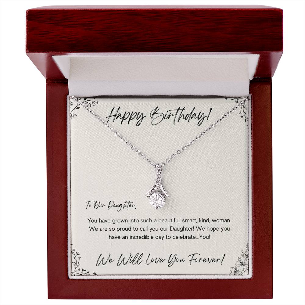 Happy Birthday Gift for Daughter, 14k White or 18k Yellow Gold Necklaces from Mom Dad