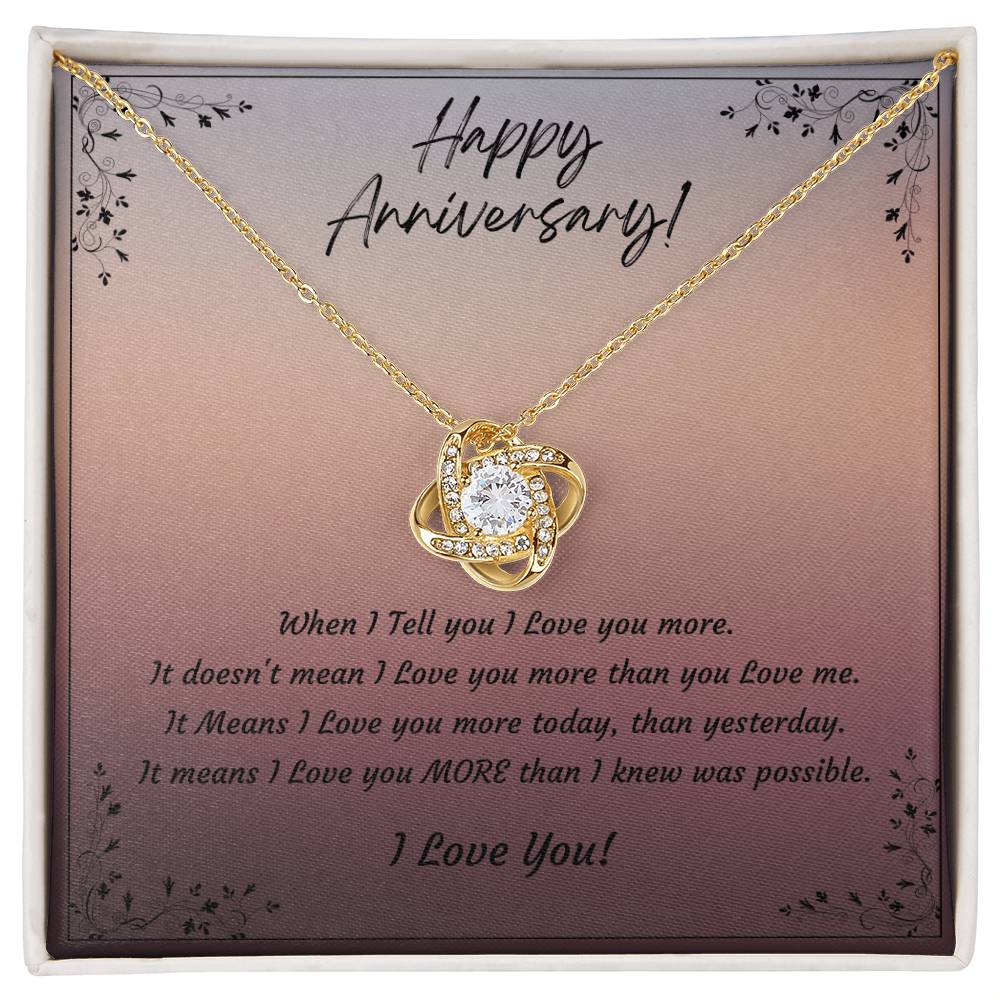 Anniversary Gift for Wife, Girlfriend, 14k White Gold or 18k Yellow Gold Plated Love Knot Necklace