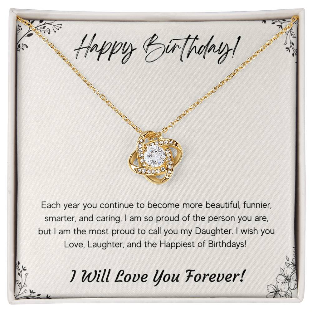 Birthday Gift for Daughter 14k White or 18k Yellow Gold Love Knot Necklace