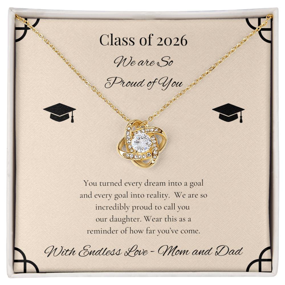 Graduation Love Knot Necklace for Daughter | from Mom and Dad
