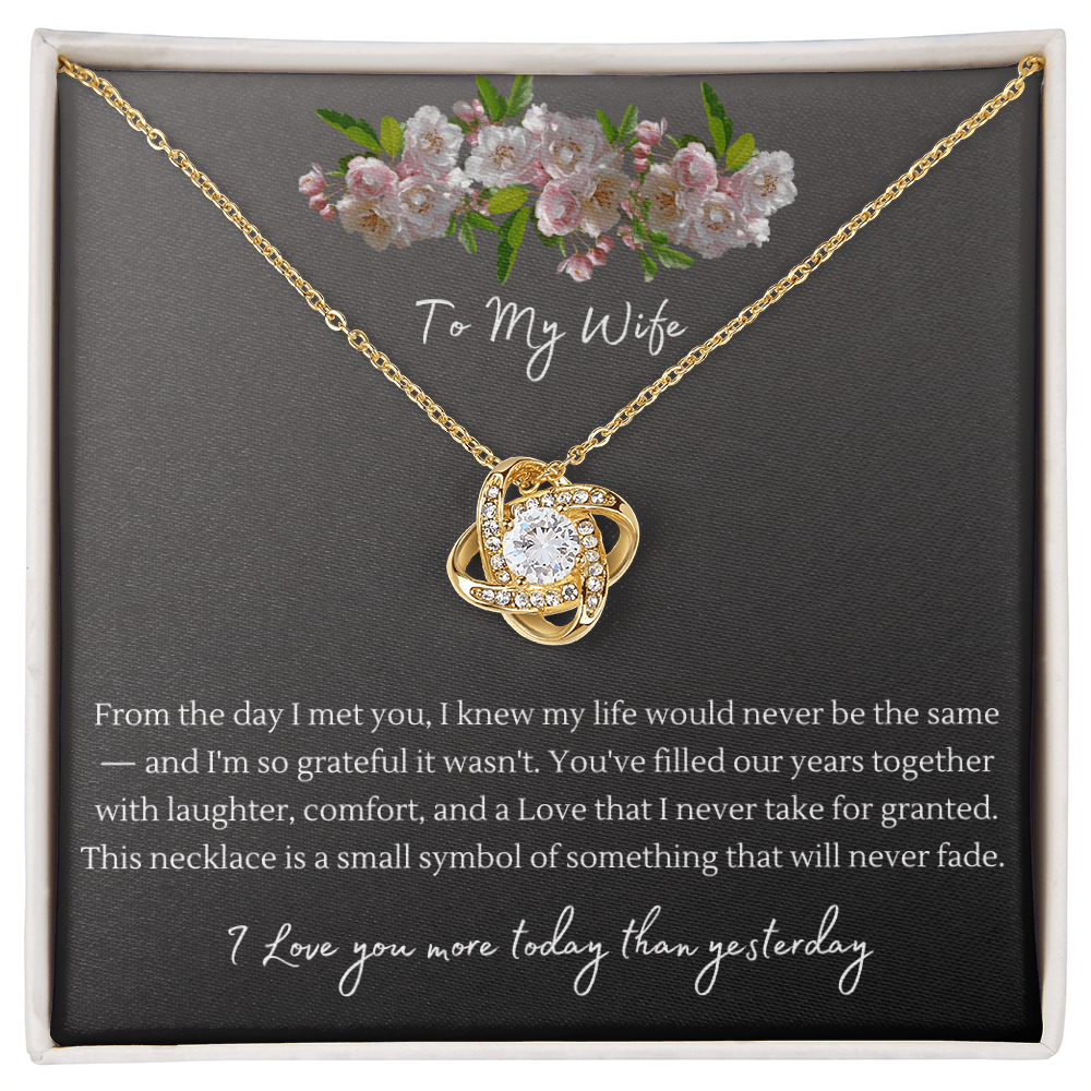 Love Knot Necklace – Anniversary Gift for Wife, Interlocking Pendant Necklace