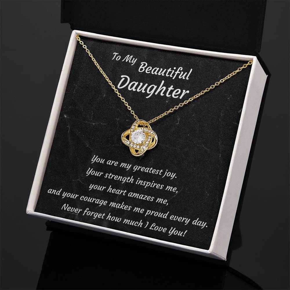 Love Knot Necklace for Daughter – 14K White or 18K Yellow Gold Finish | Birthday, Graduation & Christmas Gift for Women & Teen Girls