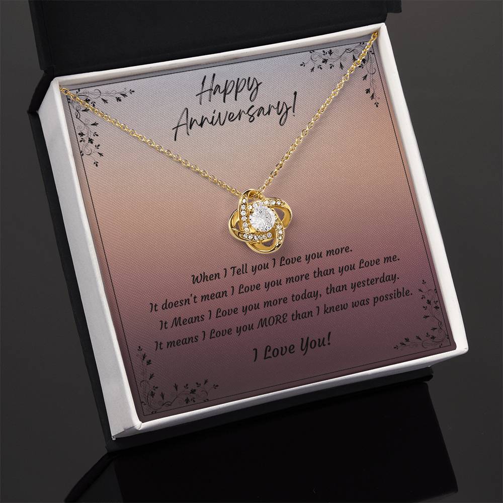 Anniversary Gift for Wife, Girlfriend, 14k White Gold or 18k Yellow Gold Plated Love Knot Necklace