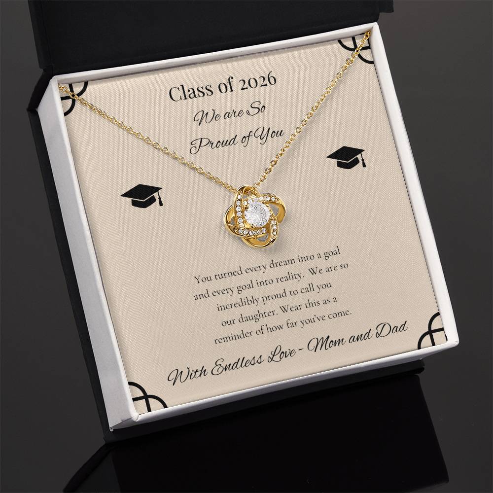 Graduation Love Knot Necklace for Daughter | from Mom and Dad