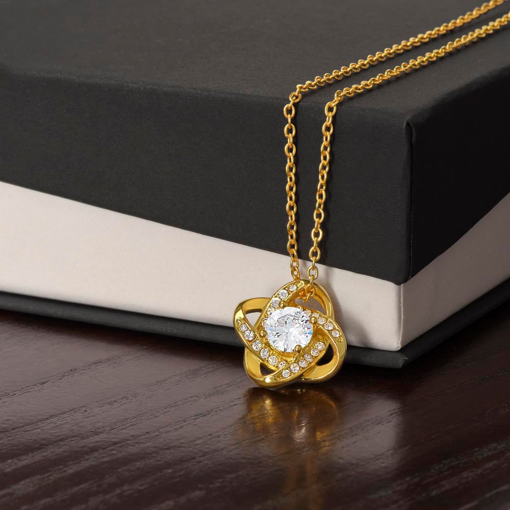 Birthday Gift for Daughter 14k White or 18k Yellow Gold Love Knot Necklace
