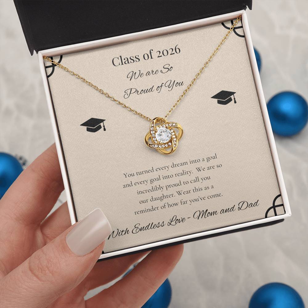 Graduation Love Knot Necklace for Daughter | from Mom and Dad