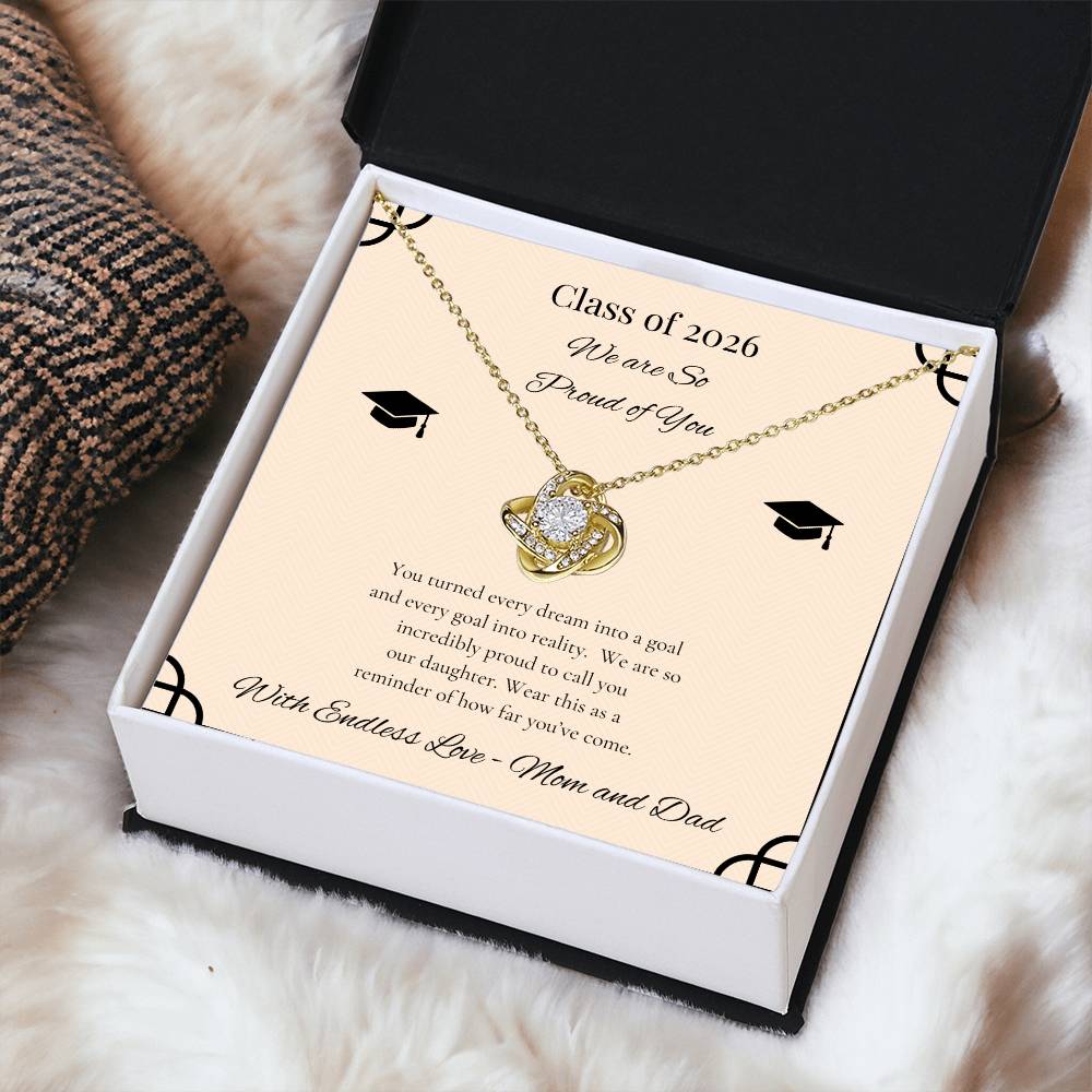 Graduation Love Knot Necklace for Daughter | from Mom and Dad