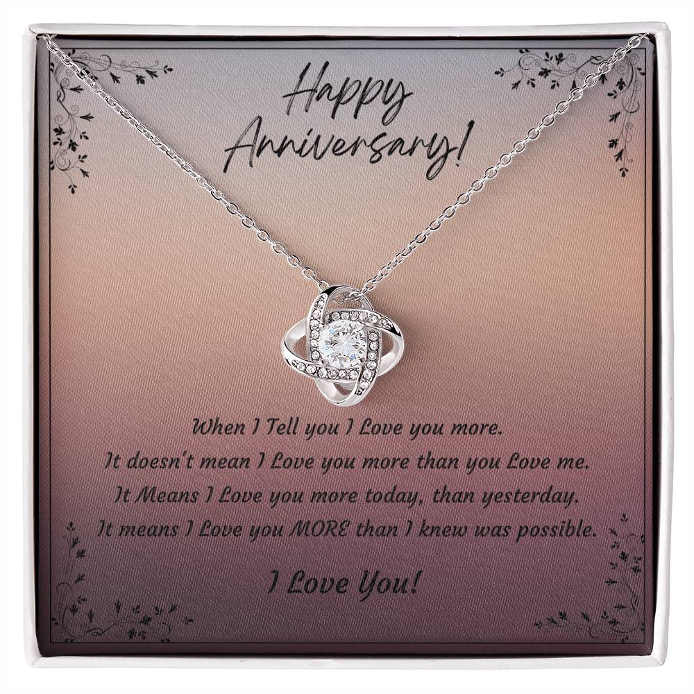 Anniversary Gift for Wife, Girlfriend, 14k White Gold or 18k Yellow Gold Plated Love Knot Necklace