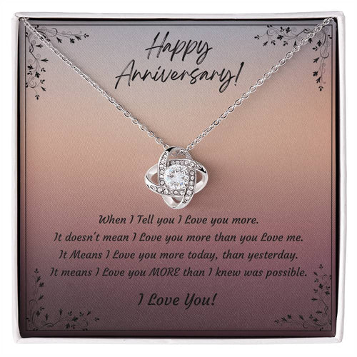 Anniversary Gift for Wife, Girlfriend, 14k White Gold or 18k Yellow Gold Plated Love Knot Necklace