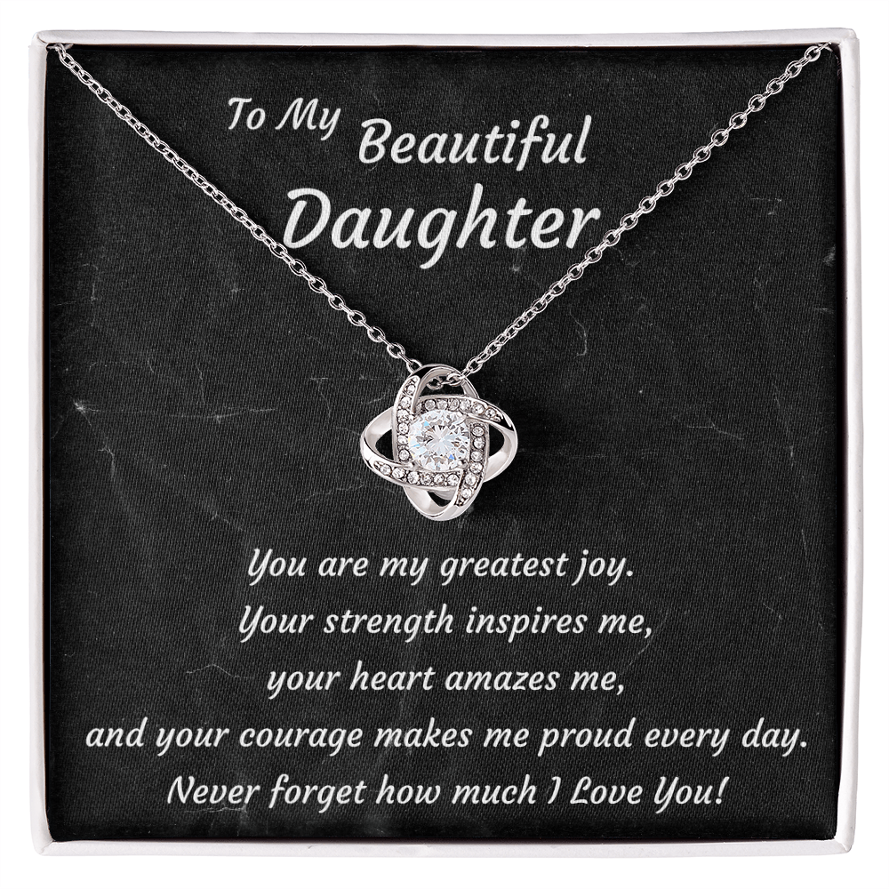 Love Knot Necklace for Daughter – 14K White or 18K Yellow Gold Finish | Birthday, Graduation & Christmas Gift for Women & Teen Girls