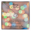 Love Knot Necklace with Christmas Message Card - 14k White or 18k Yellow Gold Finish Interlocking Heart Pendant, Christmas Gift for Wife
