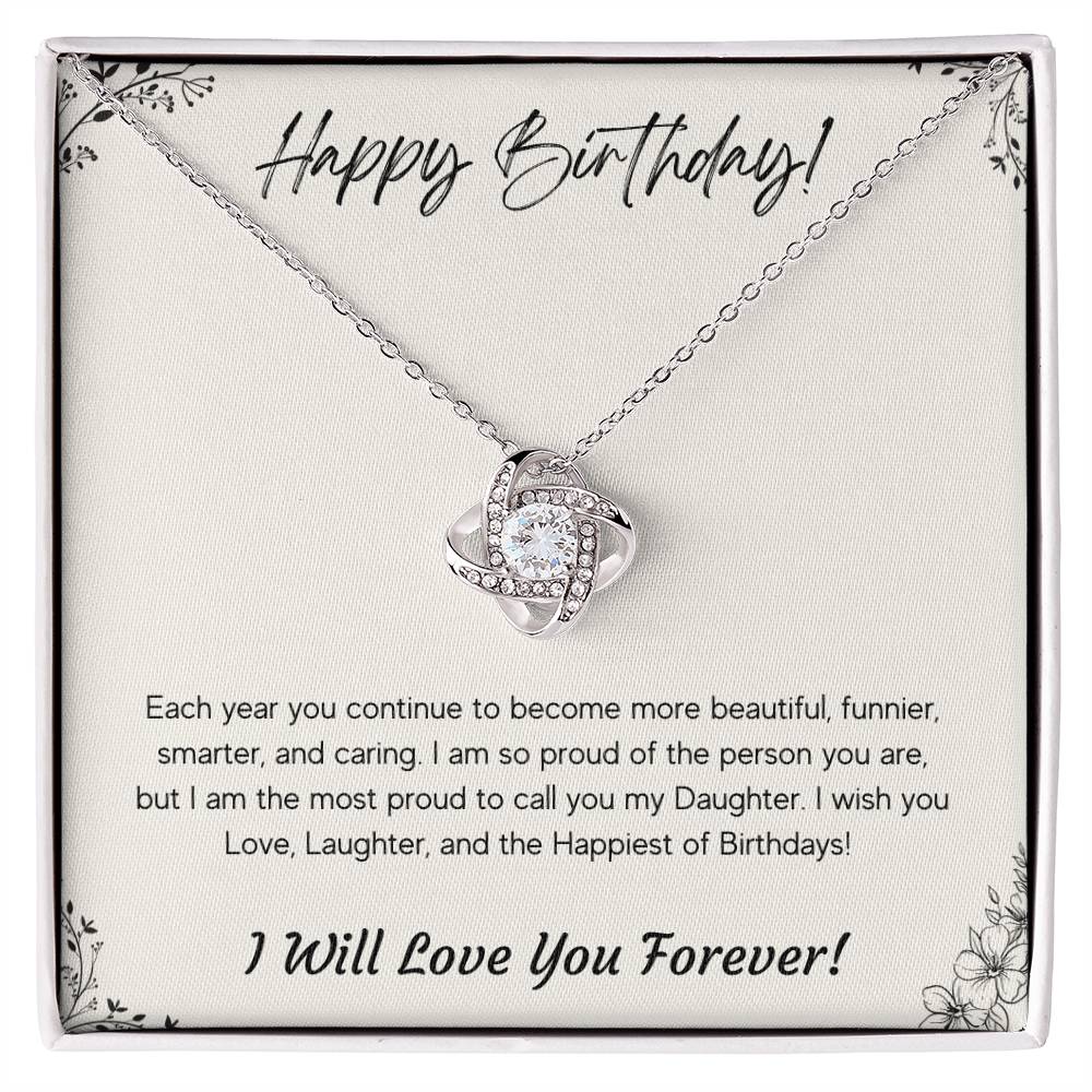 Birthday Gift for Daughter 14k White or 18k Yellow Gold Love Knot Necklace