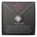 Love Knot Necklace with CZ Stone – "To My Daughter" Necklace for New Moms