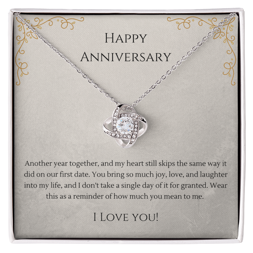 Love Knot Necklace – Anniversary Gift for Girlfriend, Interlocking Pendant Necklace