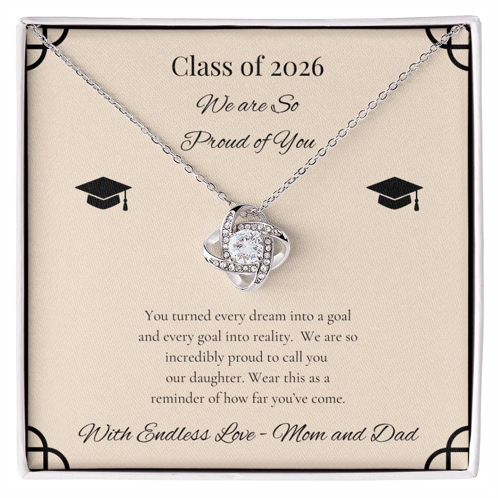 Graduation Love Knot Necklace for Daughter | from Mom and Dad