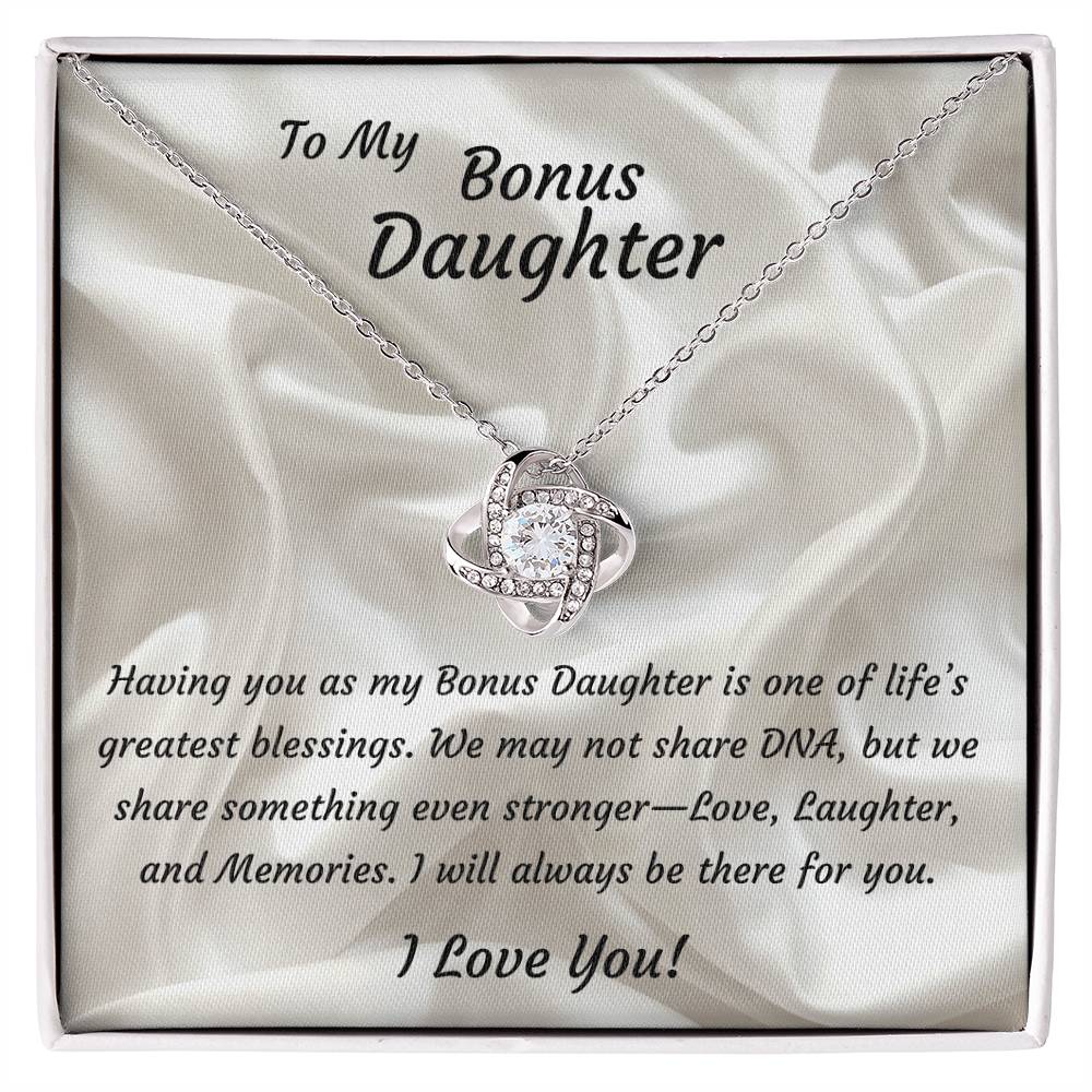 Bonus Daughter 14k White Gold plated Love Knot