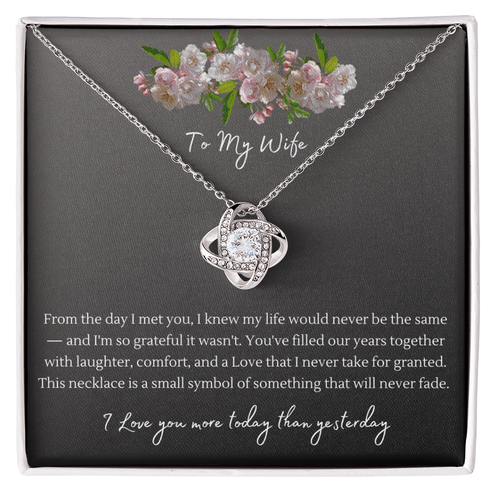Love Knot Necklace – Anniversary Gift for Wife, Interlocking Pendant Necklace