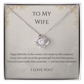 To My Wife Love Knot Necklace – Birthday Gift for Her with Message Card & Gift Box