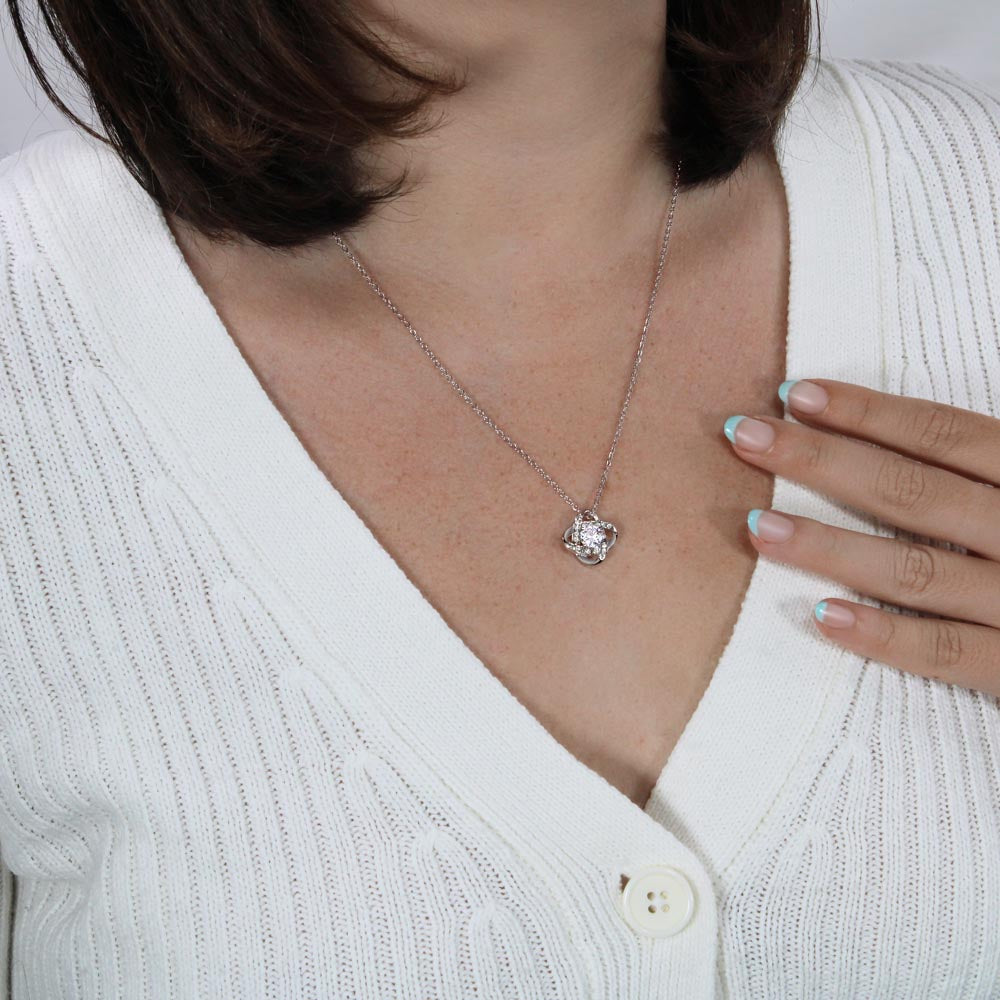 Love Knot Necklace with CZ Stone – "To My Daughter" Necklace for New Moms