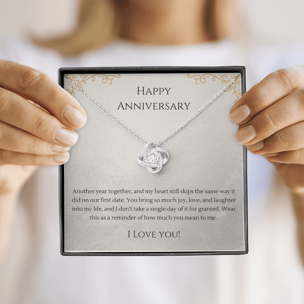 Love Knot Necklace – Anniversary Gift for Girlfriend, Interlocking Pendant Necklace