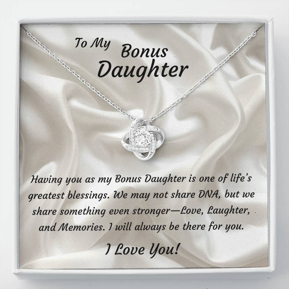 Bonus Daughter 14k White Gold plated Love Knot