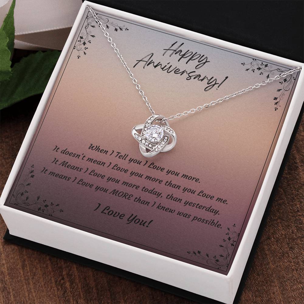Anniversary Gift for Wife, Girlfriend, 14k White Gold or 18k Yellow Gold Plated Love Knot Necklace