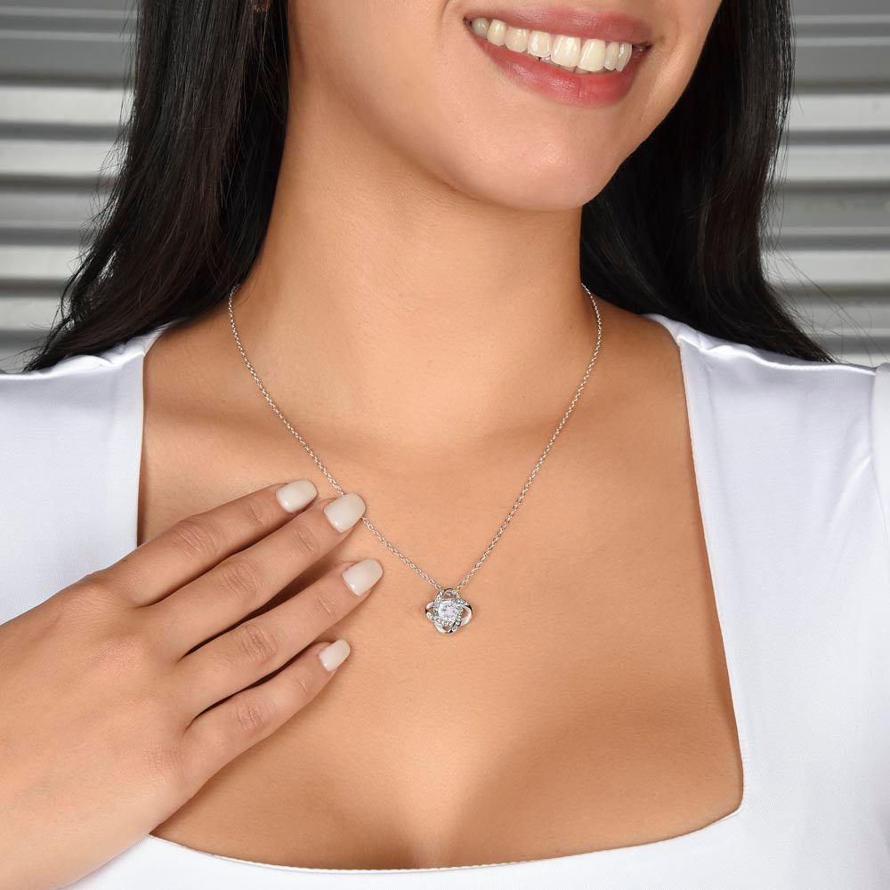 To My Wife Love Knot Necklace – Birthday Gift for Her with Message Card & Gift Box
