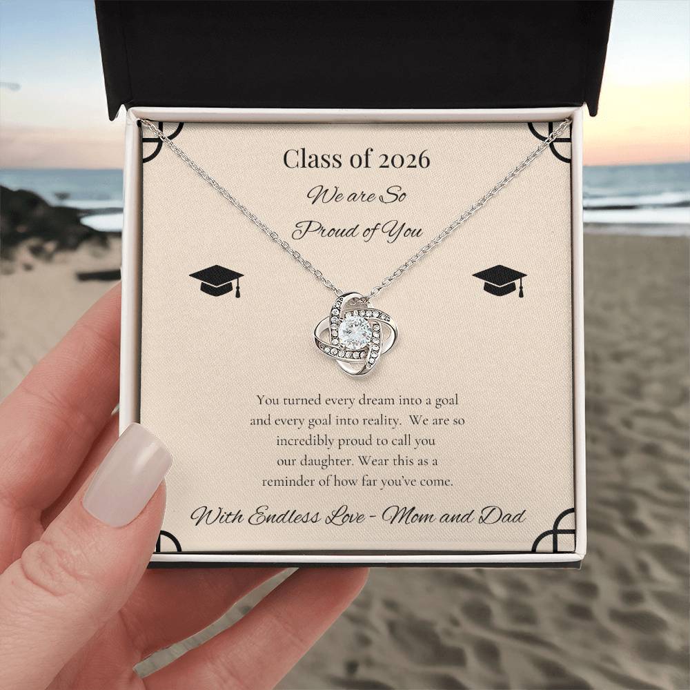Graduation Love Knot Necklace for Daughter | from Mom and Dad